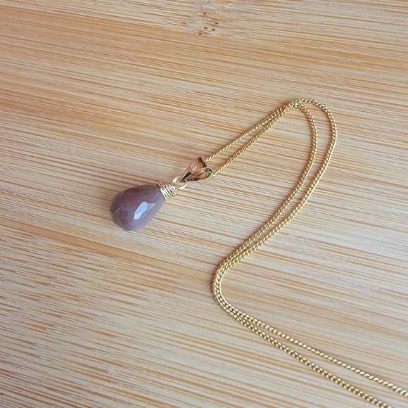 CHOCOLATE MOONSTONE Necklace Minimalist Crystal Gemstone - Picture 5 of 5